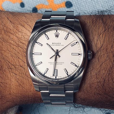 rolex oyster perpetual white 34|rolex oyster perpetual 34 price.